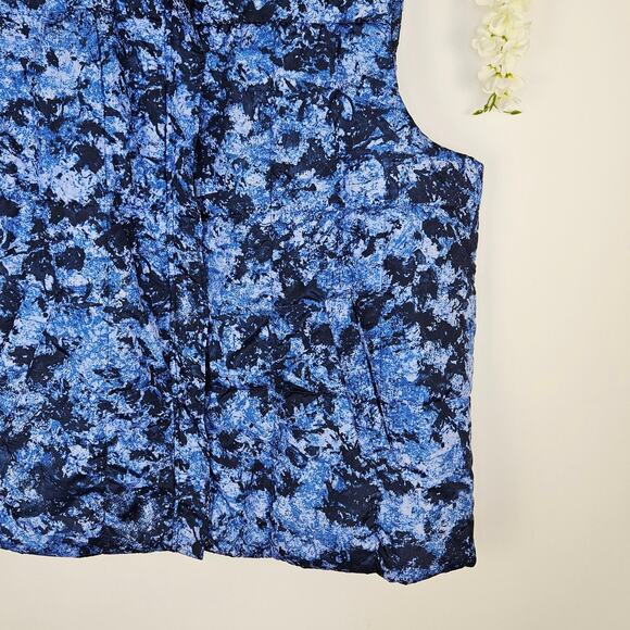 Susan Graver Hooded Puffer Quilted Vest Size 2X XXL Blue Abstract Winter Cozy - Picture 8 of 14